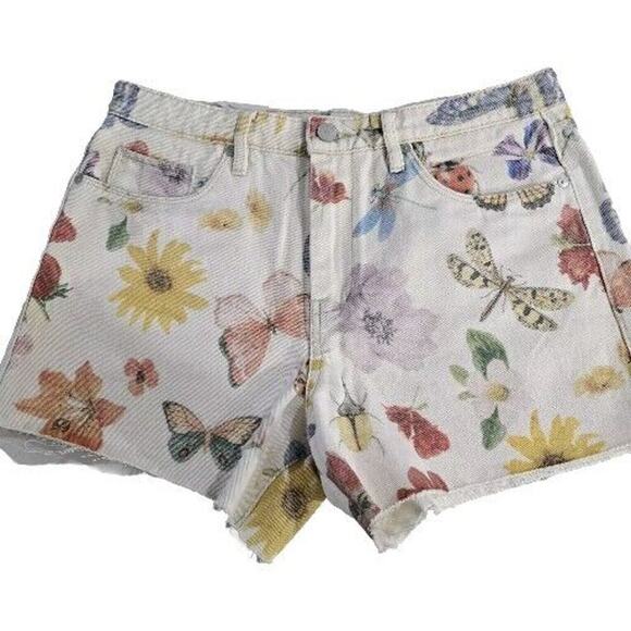 Blank NYC Botanical The Barrow Cut Off Shorts Womens 30 Boho Festival Nature - Picture 1 of 13